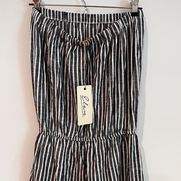 NWT Elan Strapless Black & White Striped Linen Blend Jumpsuit Women's Size Small - Picture 4 of 6
